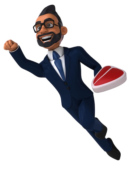 Fun 3D cartoon illustration of an indian businessman