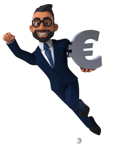 Fun 3D cartoon illustration of an indian businessman