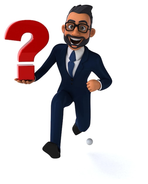 Fun 3D cartoon illustration of an indian businessman