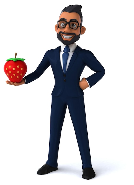 Fun 3D cartoon illustration of an indian businessman