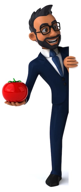 Fun 3D cartoon illustration of an indian businessman