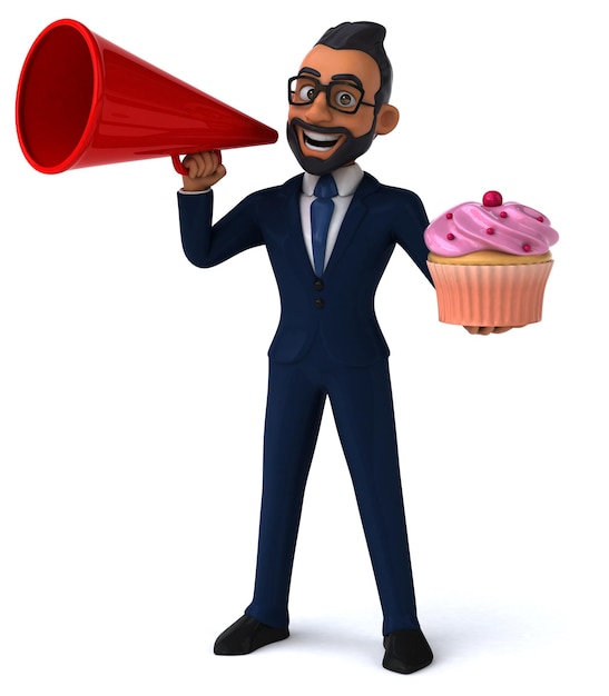 Fun 3D cartoon illustration of an indian businessman