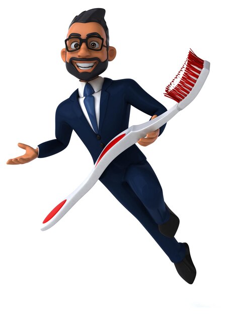 Fun 3D cartoon illustration of an indian businessman