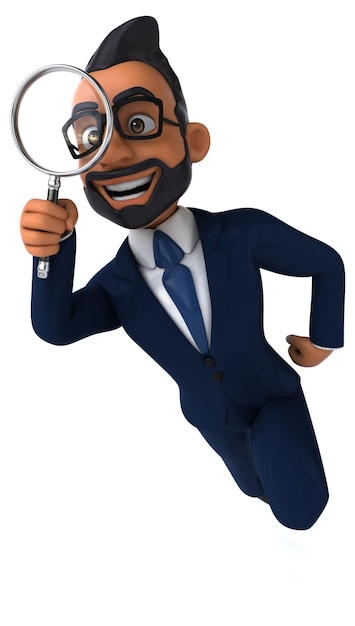 Fun 3D cartoon illustration of an indian businessman