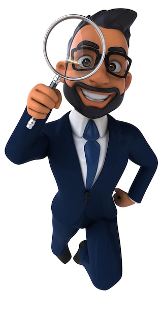 Fun 3D cartoon illustration of an indian businessman