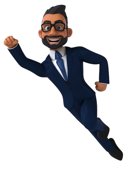 Fun 3D cartoon illustration of an indian businessman