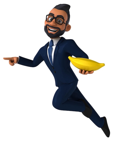 Fun 3D cartoon illustration of an indian businessman