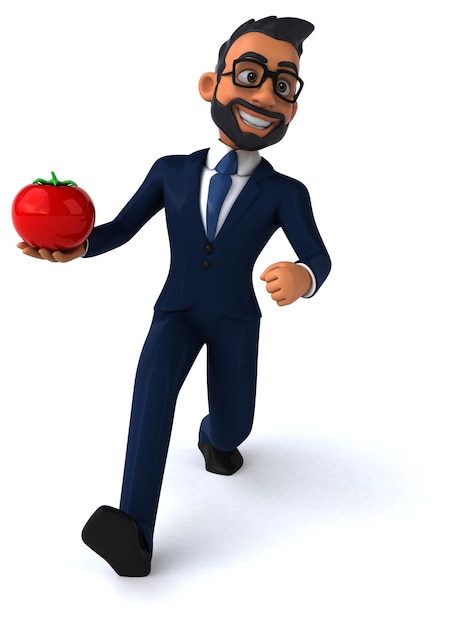 Fun 3D cartoon illustration of an indian businessman