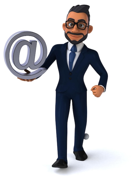 Fun 3D cartoon illustration of an indian businessman