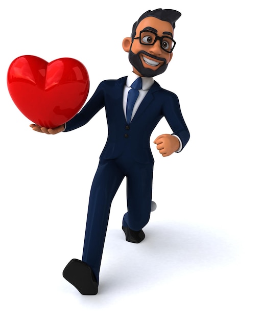 Fun 3D cartoon illustration of an indian businessman