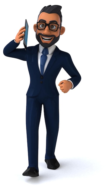 Fun 3D cartoon illustration of an indian businessman