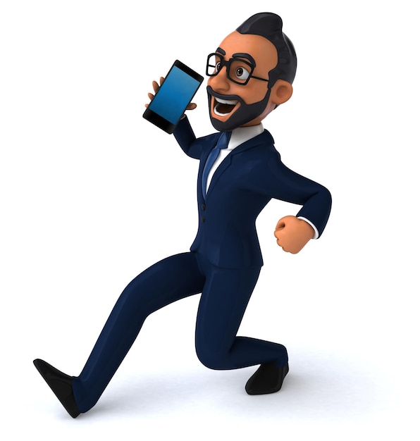 Fun 3D cartoon illustration of an indian businessman