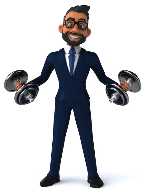 Fun 3D cartoon illustration of an indian businessman