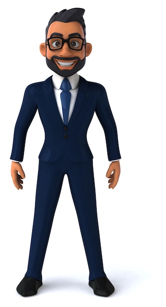 Fun 3D cartoon illustration of an indian businessman