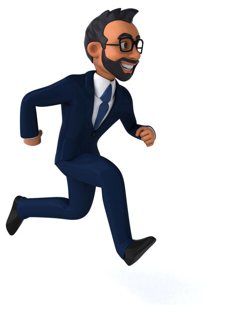 Fun 3D cartoon illustration of an indian businessman