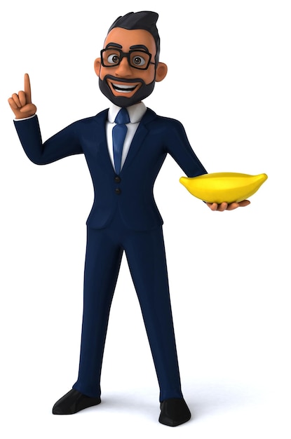 Fun 3D cartoon illustration of an indian businessman