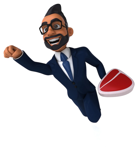 Fun 3D cartoon illustration of an indian businessman