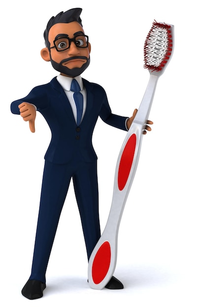 Fun 3D cartoon illustration of an indian businessman