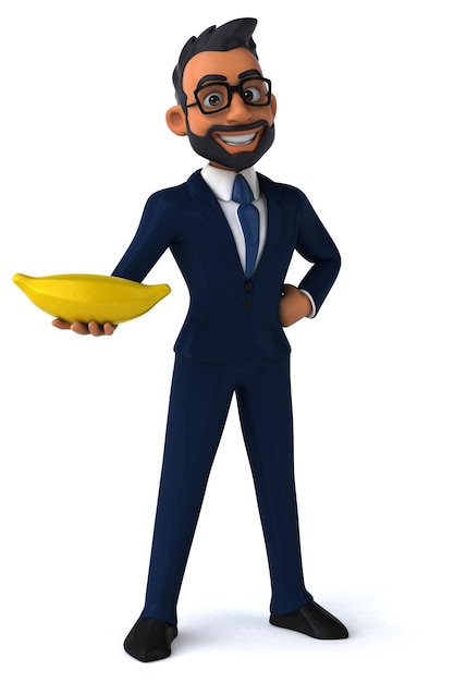 Divertente cartone animato 3d illustrazione di un uomo d'affari indiano