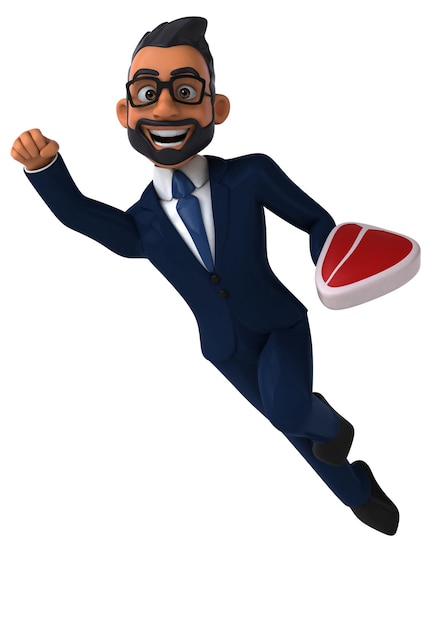 Fun 3D cartoon illustration of an indian businessman