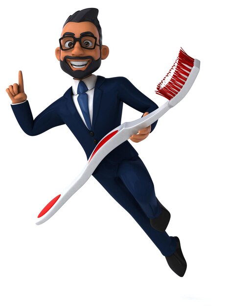 Fun 3D cartoon illustration of an indian businessman