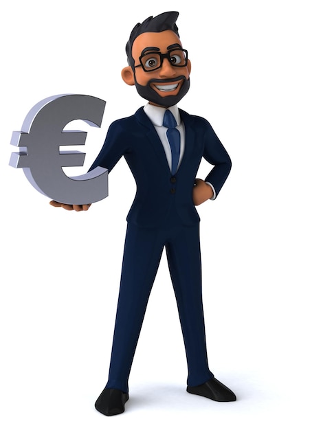 Fun 3D cartoon illustration of an indian businessman