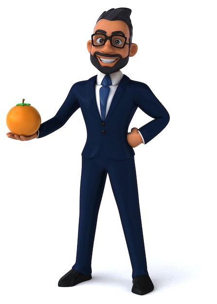 Fun 3D cartoon illustration of an indian businessman