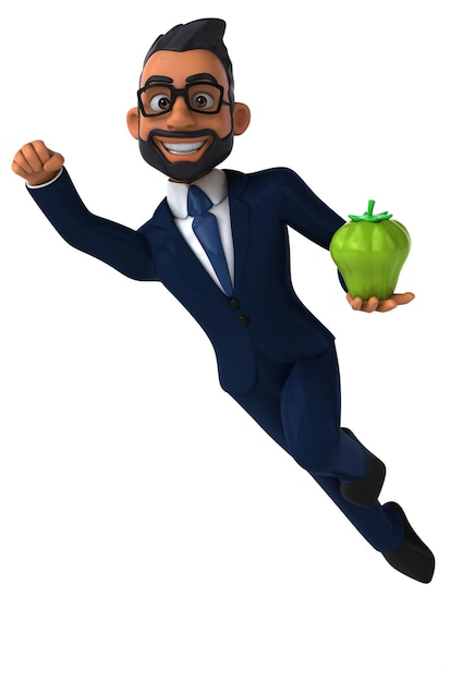 Fun 3D cartoon illustration of an indian businessman