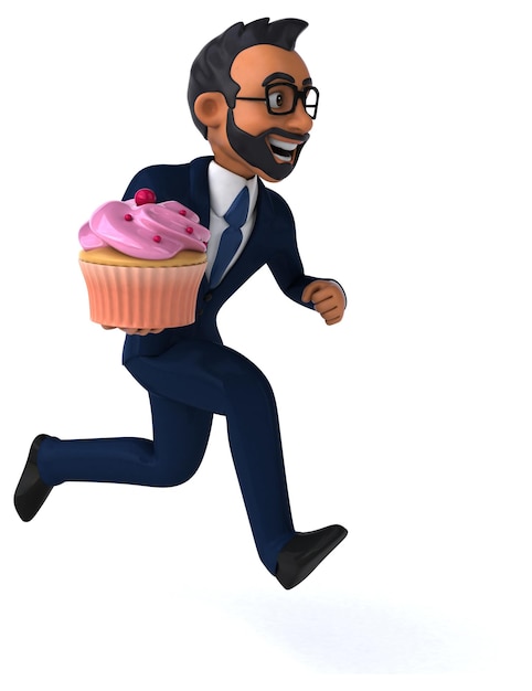 Fun 3D cartoon illustration of an indian businessman