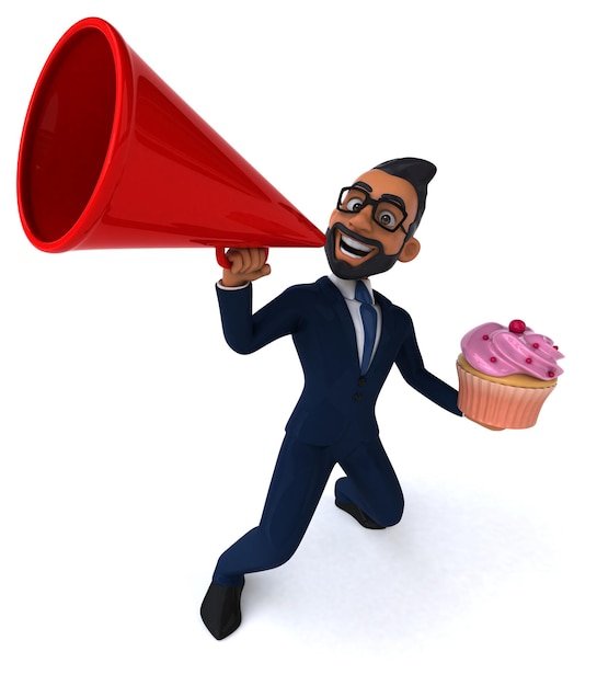 Fun 3D cartoon illustration of an indian businessman