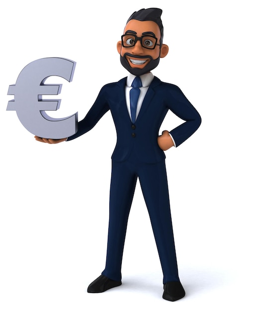 Fun 3D cartoon illustration of an indian businessman