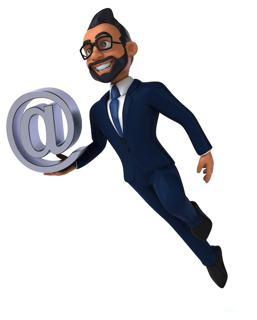 Fun 3D cartoon illustration of an indian businessman