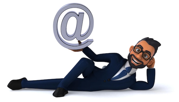 Fun 3D cartoon illustration of an indian businessman