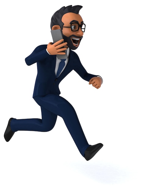 Fun 3D cartoon illustration of an indian businessman