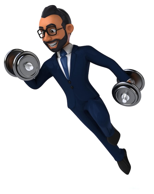 インドのビジネスマンの楽しい3D漫画イラスト