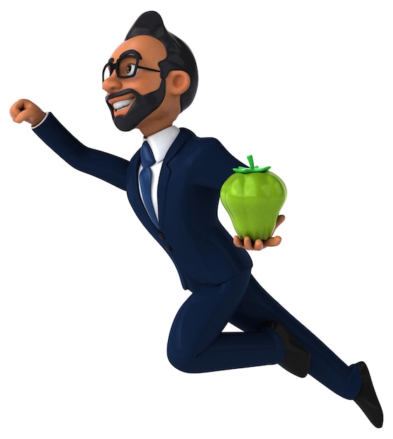 Fun 3D cartoon illustration of an indian businessman