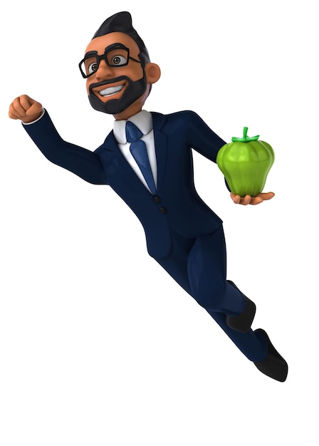 Fun 3D cartoon illustration of an indian businessman