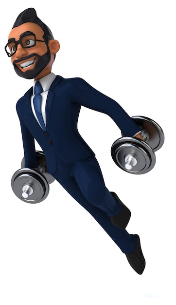 Fun 3D cartoon illustration of an indian businessman