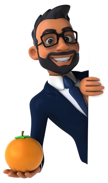 Fun 3D cartoon illustration of an indian businessman