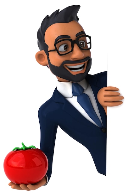 Fun 3D cartoon illustration of an indian businessman