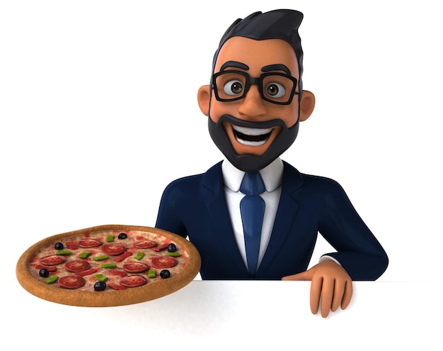 Fun 3D cartoon illustration of an indian businessman