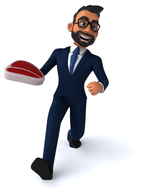 Fun 3D cartoon illustration of an indian businessman