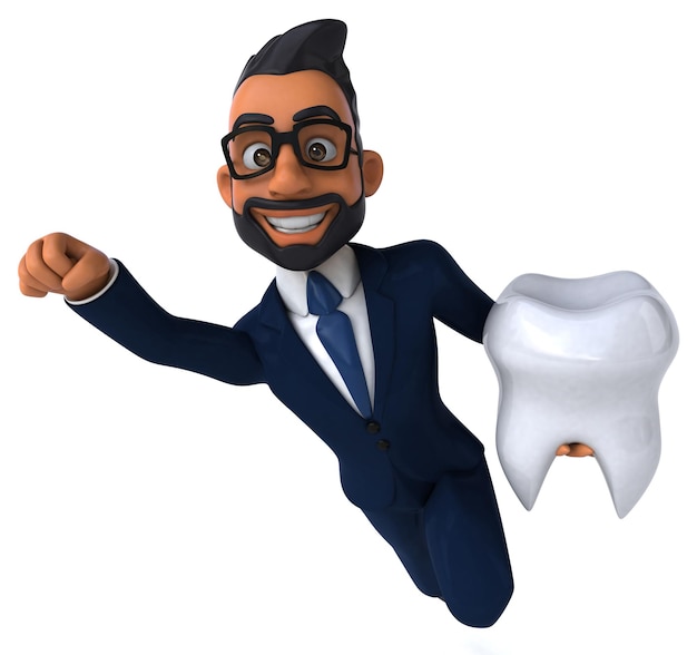 Fun 3D cartoon illustration of an indian businessman