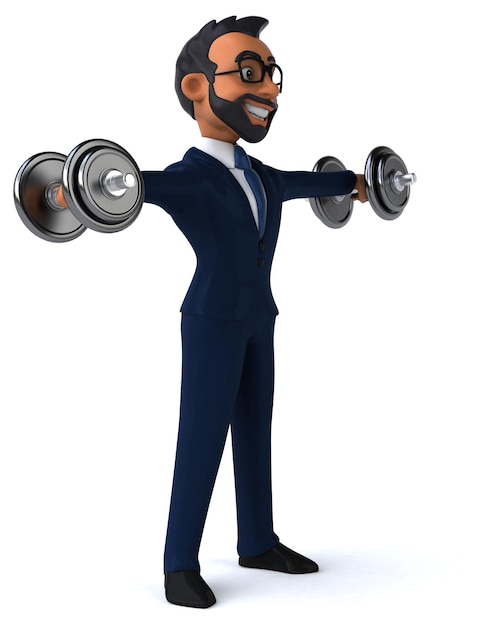 Fun 3D cartoon illustration of an indian businessman