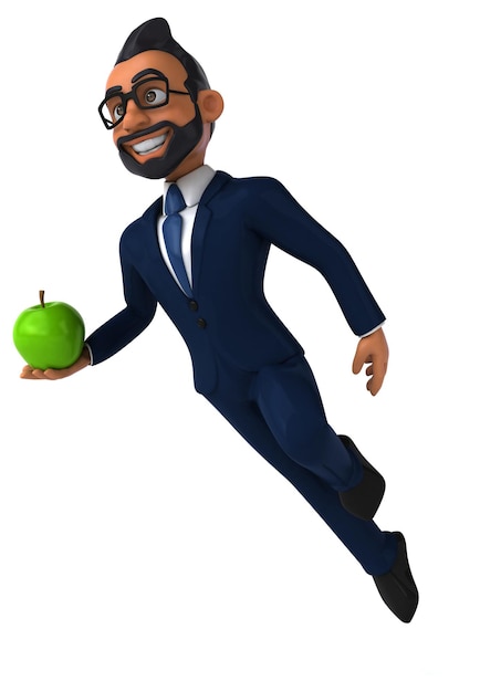 Fun 3D cartoon illustration of an indian businessman