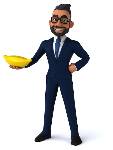 Fun 3D cartoon illustration of an indian businessman