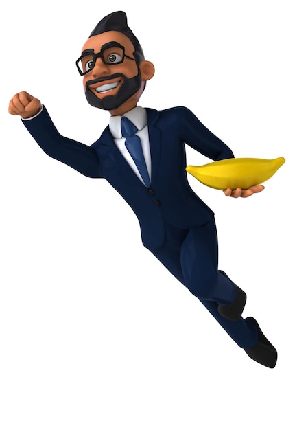 Fun 3D cartoon illustration of an indian businessman