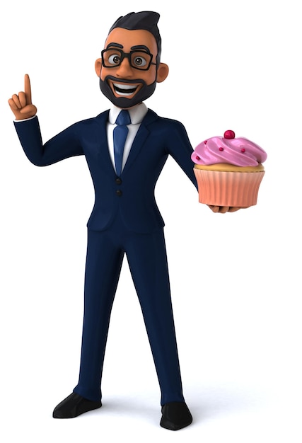 Fun 3D cartoon illustration of an indian businessman