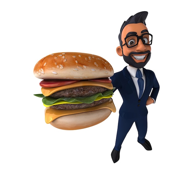 fun 3d cartoon illustration of an indian businessman