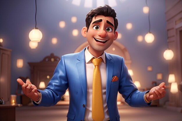 Fun 3d cartoon illustration of an indian businessman